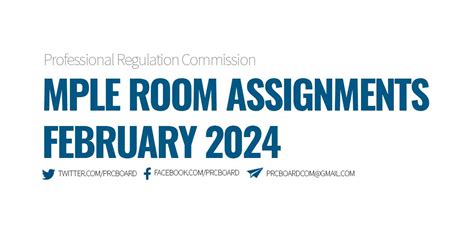 PRC Room Assignments for February 2024 Master Plumber .